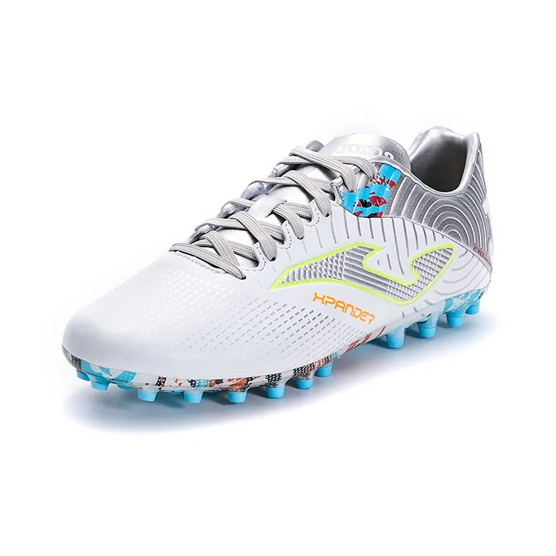 Joma MG Rubber Short Studs Anti Slip Wear Resistant Soccer Shoes Men's White Silver-2