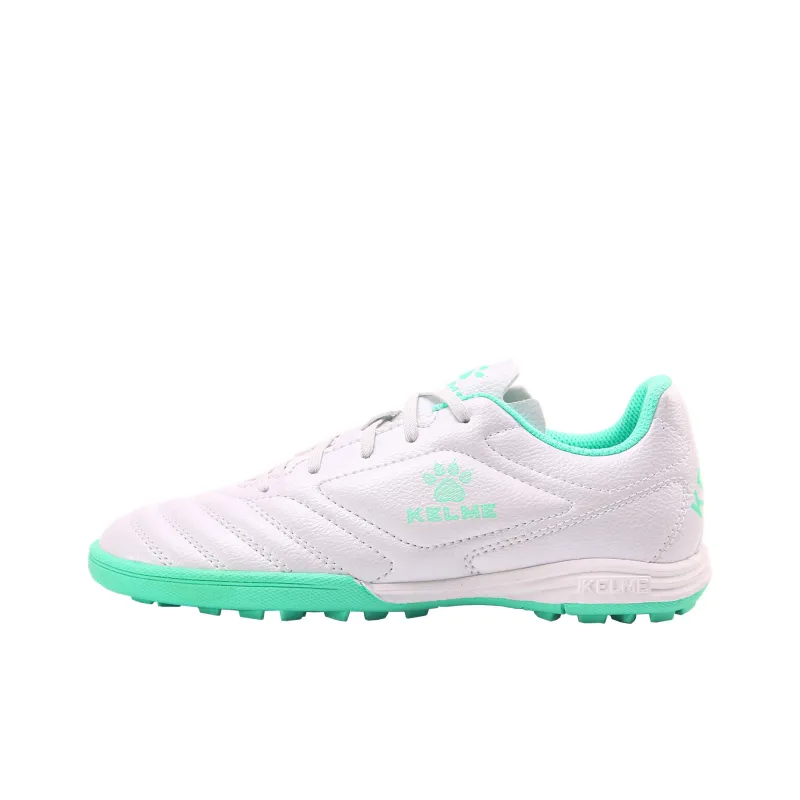 KELME TF Turf Shock Absorbers Slip Resistant, Abrasion Resistant, Breathable Soccer Shoes Unisex White Green-0