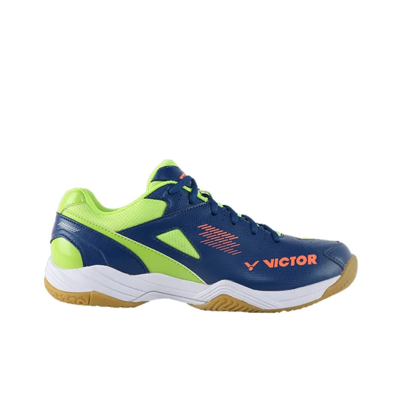 VICTOR Cushioning, Slip Resistant, And Abrasion Resistant Low Top Badminton Shoes Unisex Navy Blue Green-1