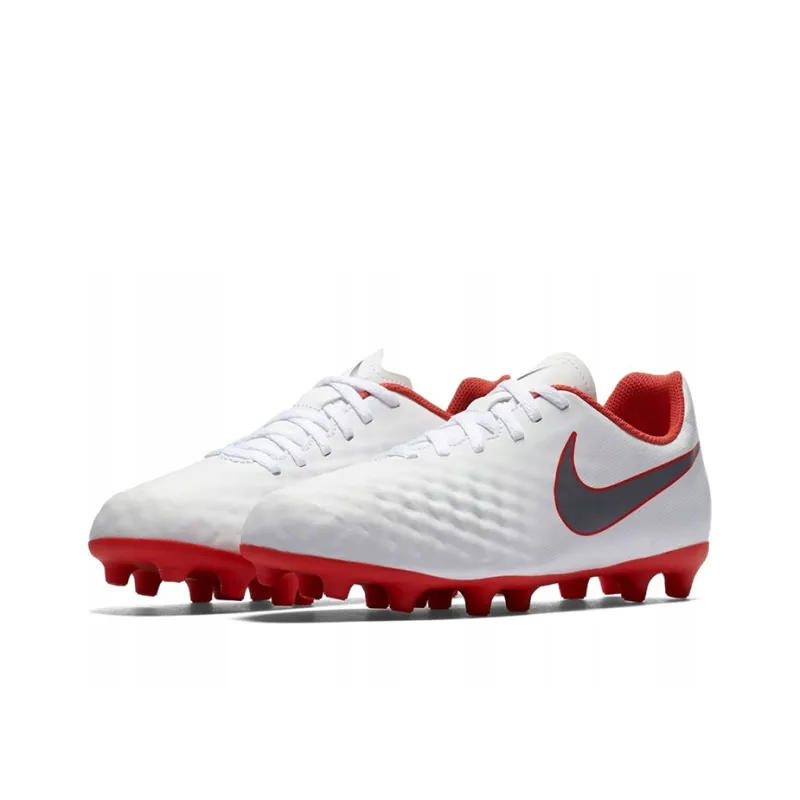 Nike Magista Obra 2 FG Rubber Long Studs Cushioning Anti-Slip And Wear-Resistant Soccer Shoes Men's White Red-2