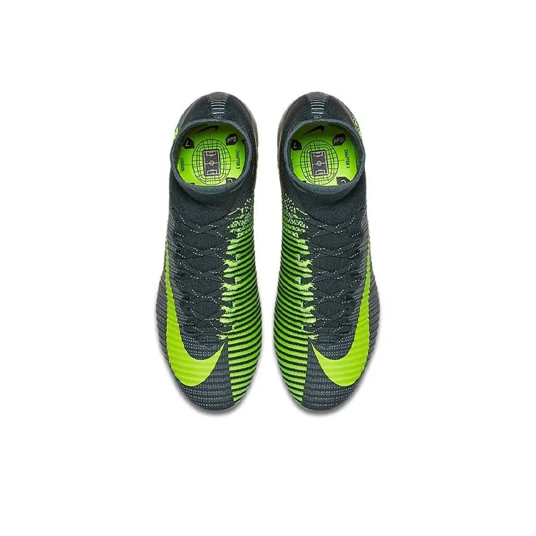 Nike Mercurial Superfly 5 FG Rubber Long Studs Cushioning Anti Slip And Wear Resistant Soccer Shoes Men's Black Green-2