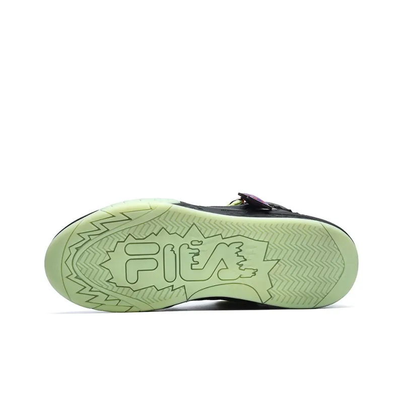 FILA FUSION Desperado Anti Slip Wear Resistant Mid Top Vintage Basketball Shoes Women's Black Purple-4