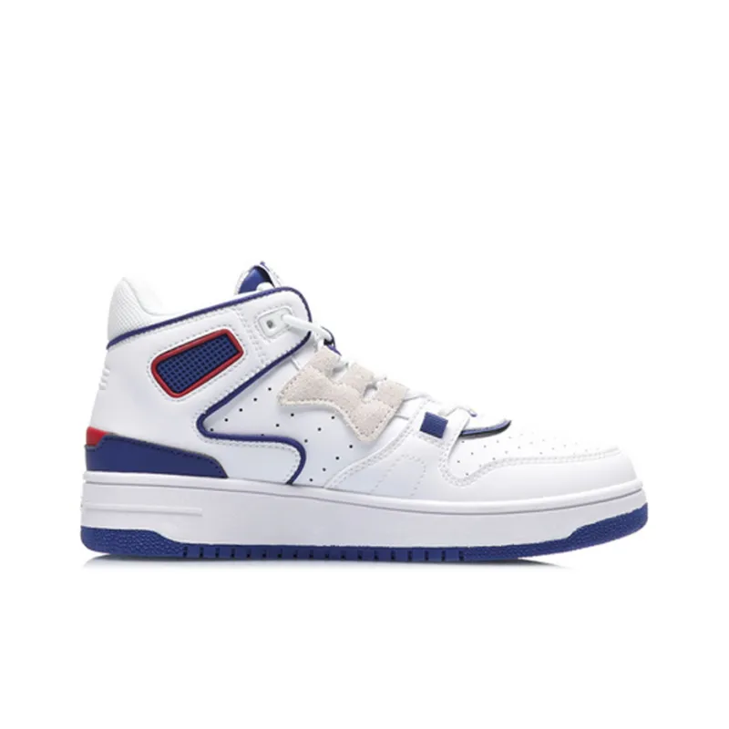 LiNing Attack 2020 Cushioning Anti-Slip And Wear-Resistant Mid-Top Vintage Basketball Shoes Women's White Blue-1