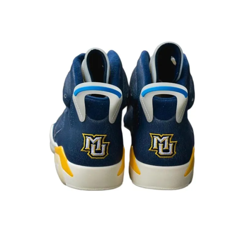 Jordan Air Jordan 6 Marquette PE Cushioning Anti-Slip And Wear-Resistant Mid-Top Vintage Basketball Shoes Men's Blue-2