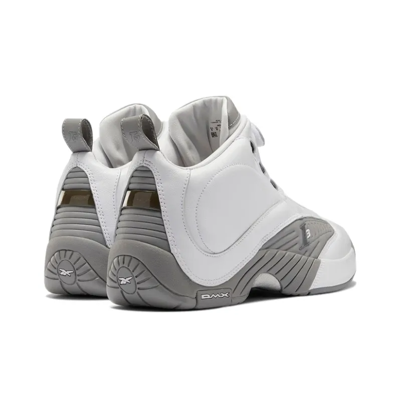 Reebok Answer IV Anti-Slip And Wear-Resistant Cushioning Coverage Mid-Top Vintage Basketball Shoes Men's White Gray-3