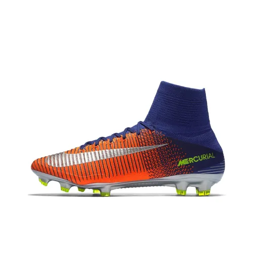 Nike Mercurial Superfly 5 Soccer Shoes Men High-Top Blue/Orange/Gray