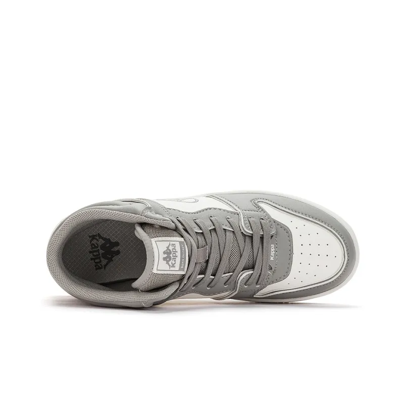 Kappa Abrasion Resistant Mid Top Vintage Basketball Shoes Unisex Mushroom Gray Korean White-5