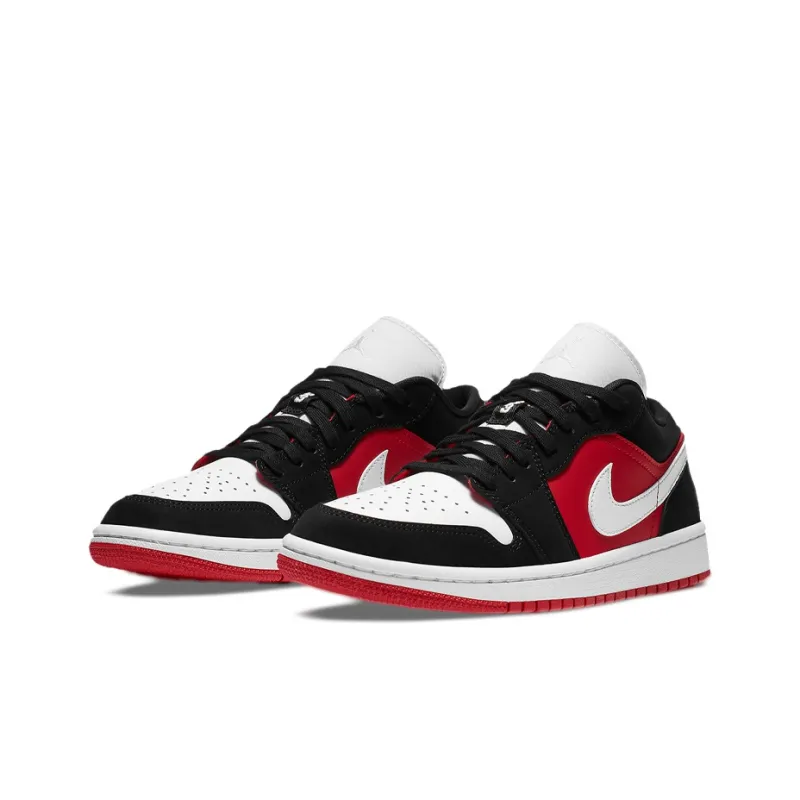 Jordan 1 Low Black White Gym Red Women's-2