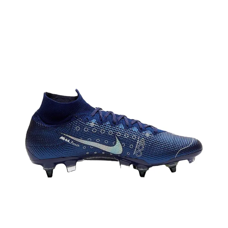Nike Mercurial Superfly 7 SG Metal Long Studs Anti-Slip Wear-Resistant Soccer Shoes Men's Blue White-1