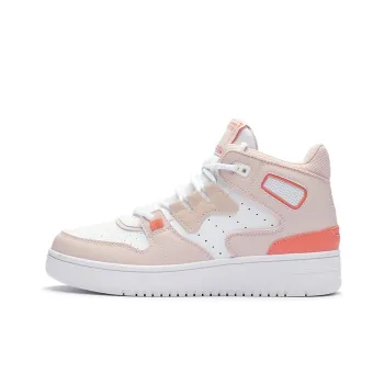 LiNing Attack 2020 Cushioning Anti Slip And Wear Resistant Mid Top Vintage Basketball Shoes Women's Pink White