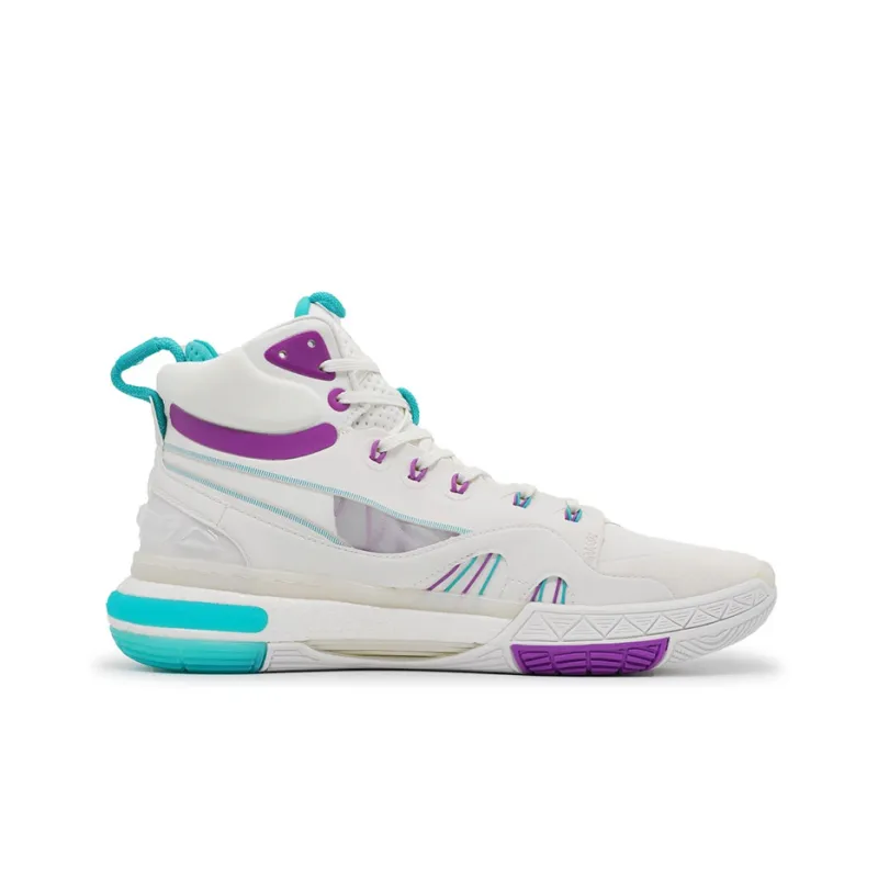 LINING 937 Vintage Basketball Shoes Men High Top White/Green-1