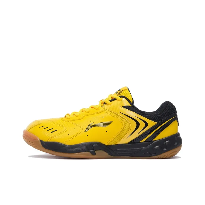 LiNing Cushioning Breathable Abrasion Resistant Slip Resistant Low Top Badminton Shoes Men's Yellow-0