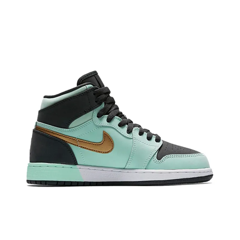 Jordan 1 Retro High GS Mint Foam Anthracite Metallic Gold-1
