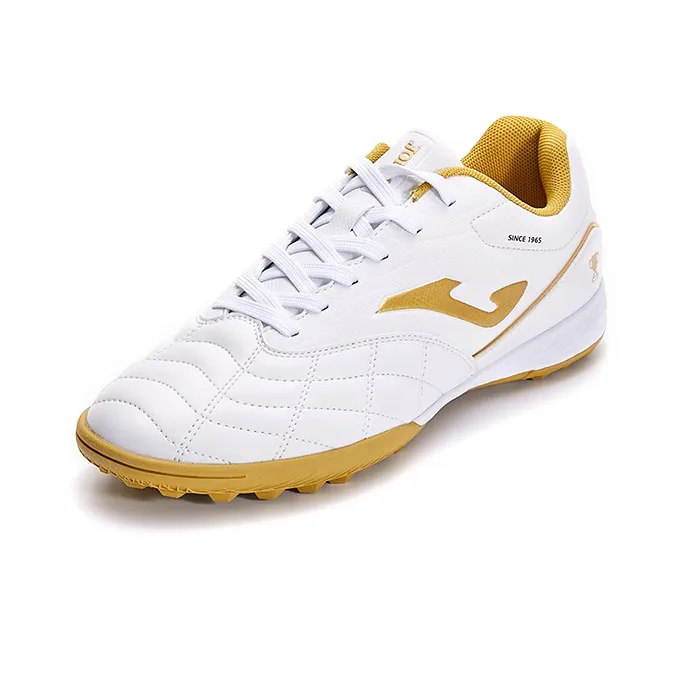 Joma Liga T1 Tf Rubber Broken Studs Non slip Lightweight Soccer Shoes Men's White Gold-2