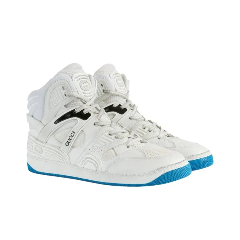 GUCCI Basket High Sneaker 'White Blue'-1