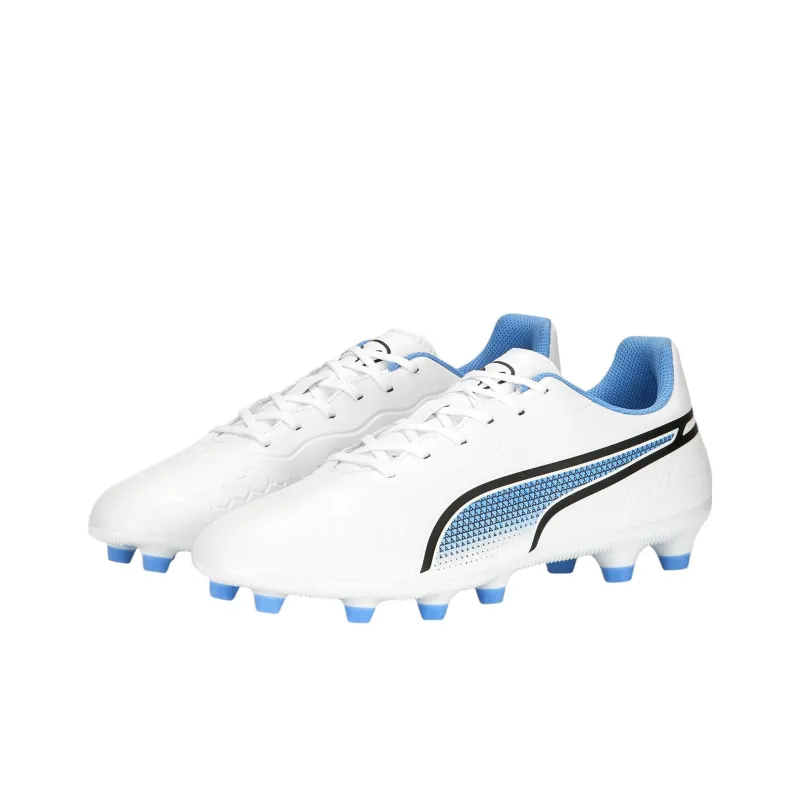 PUMA King AG Rubber Short Studs Anti Slip Wear Resistant Soccer Shoes Women's White Blue-2