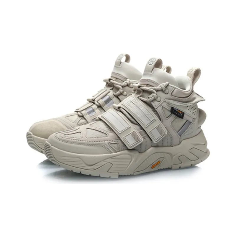 LiNing Vintage Basketball Shoes Men High Top Oyster Gray-2
