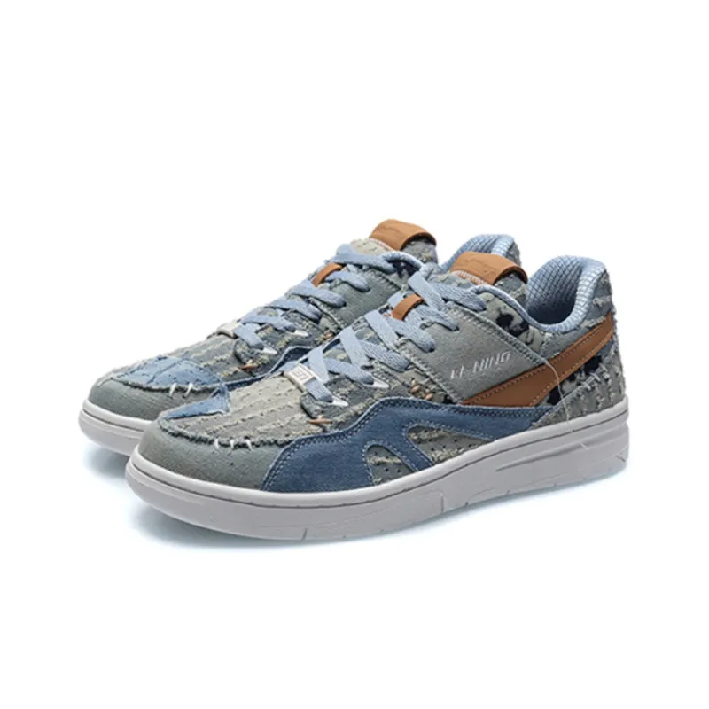 LiNing 937 Deluxe Low Cushioning Anti Slip And Wear Resistant Low Top Vintage Basketball Shoes Men's Denim Blue-2