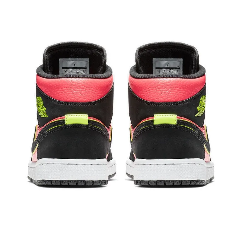 Jordan 1 Mid Black Hot Punch Women's-4