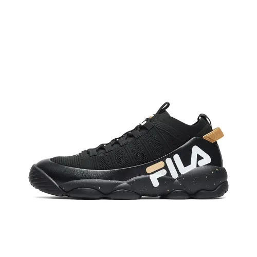 Fila Spaghetti Knit Retro Basketball Shoes Black/Golden