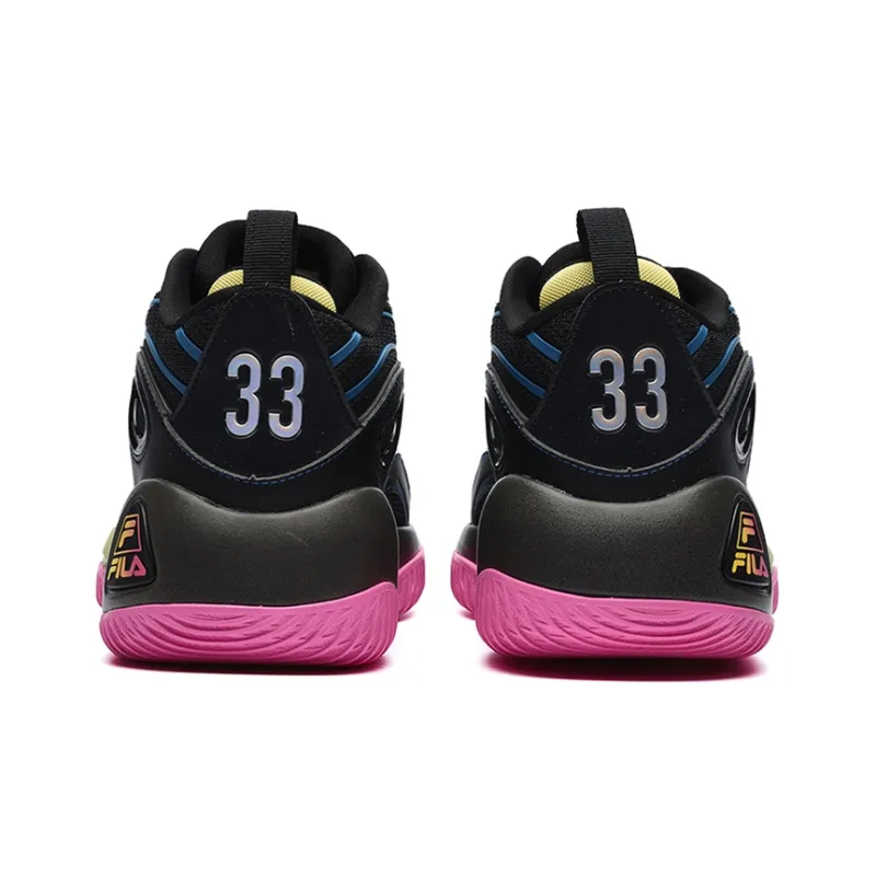 FILA FUSION BALLER Cushioning Anti-Slip And Wear-Resistant Low-Top Vintage Basketball Shoes Women's Black Purple-4
