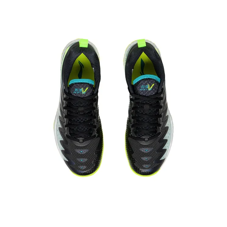 LINING Falcon 5 Badminton Shoes Unisex Low Top Black/Stone Teal-3
