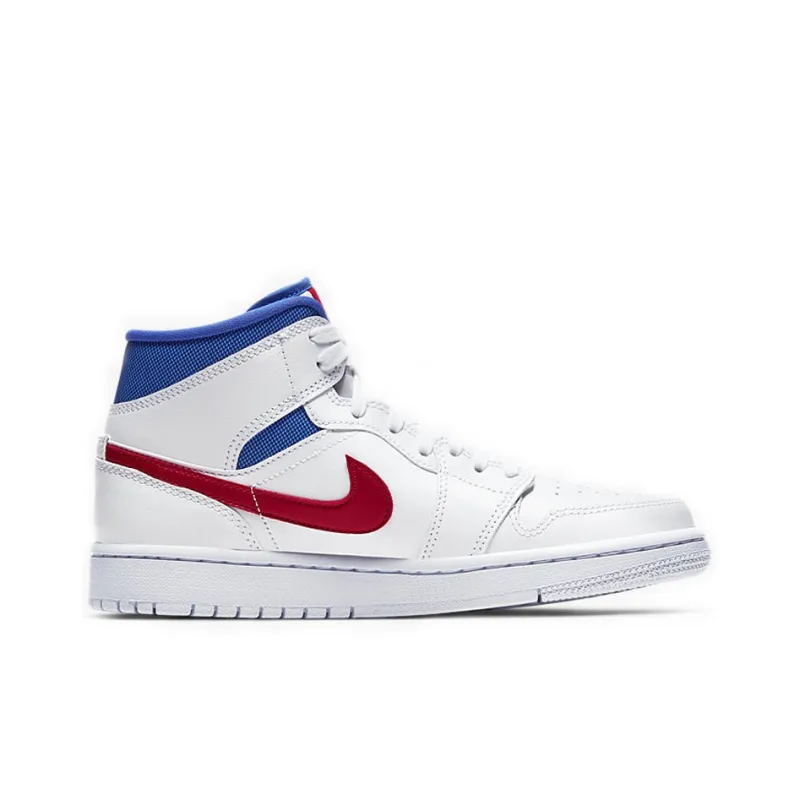 Jordan 1 Mid White Red Royal Women's-1