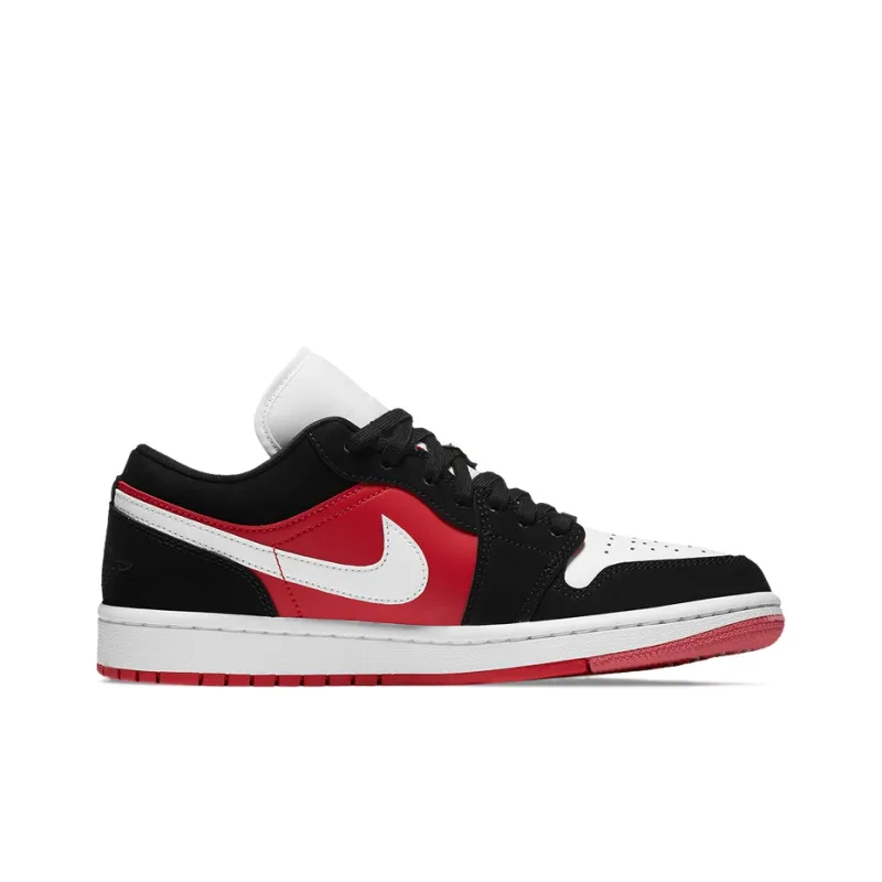 Jordan 1 Low Black White Gym Red Women's-1