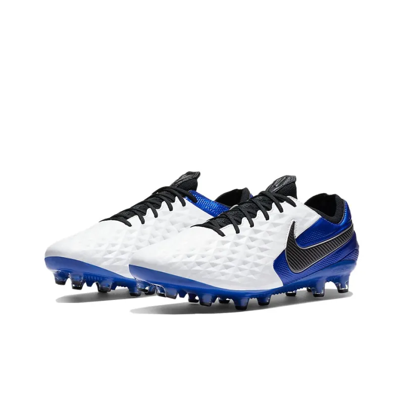 Nike Tiempo Legend 8 Elite AG Pro Low Top Soccer Shoes White/Blue-2