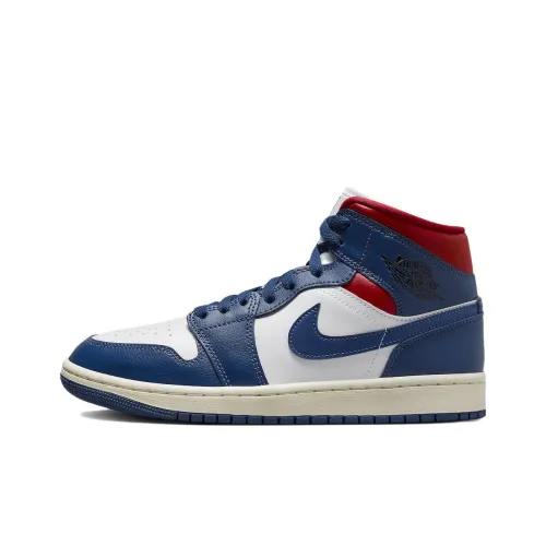 Jordan 1 Mid French Blue Gym Red Women's