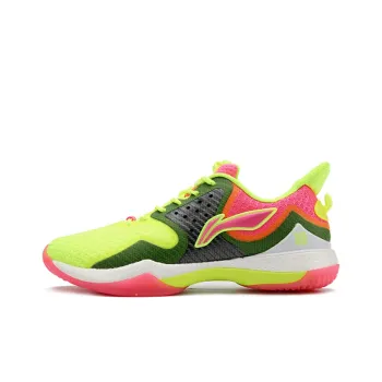 LiNing Battle Halberd Cushioning Anti-Slip And Wear-Resistant Low-Top Badminton Shoes Men's Pink Yellow Green