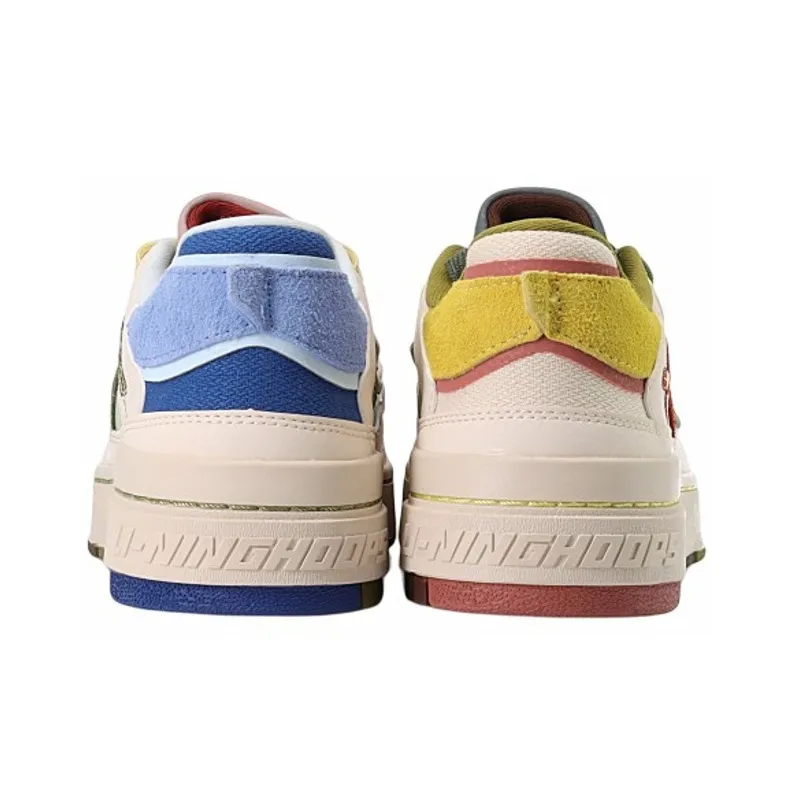 LiNing Anti Slip Wear Resistant Low Top Vintage Basketball Shoes Yellow Green-3