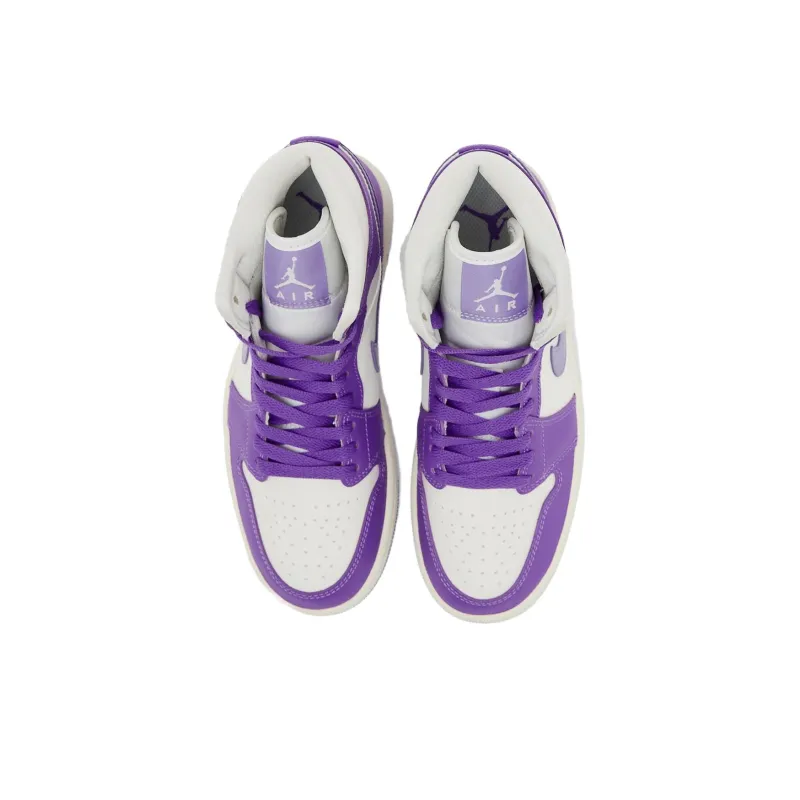 Jordan Air Jordan 1 Mid 'Purple Lilac Sail' Durable Breathable High-Top Vintage Basketball Shoes Men's Purple White-2
