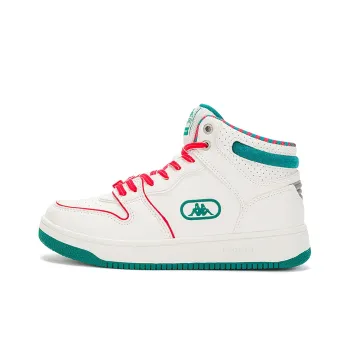 Kappa Abrasion Resistant Mid Top Vintage Basketball Shoes Unisex White Green