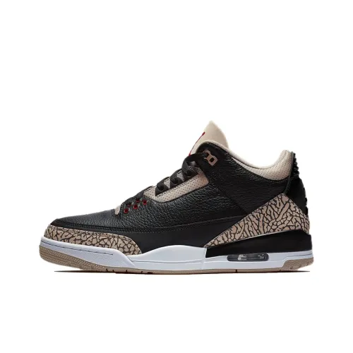 Jordan Air Jordan 3 Natural Cement Mid Top Vintage Basketball Shoes Women's Black Brown