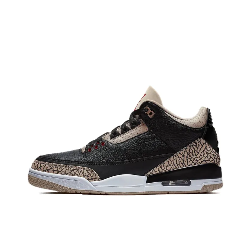 Jordan Air Jordan 3 Natural Cement Mid-Top Vintage Basketball Shoes Women's Black Brown-0
