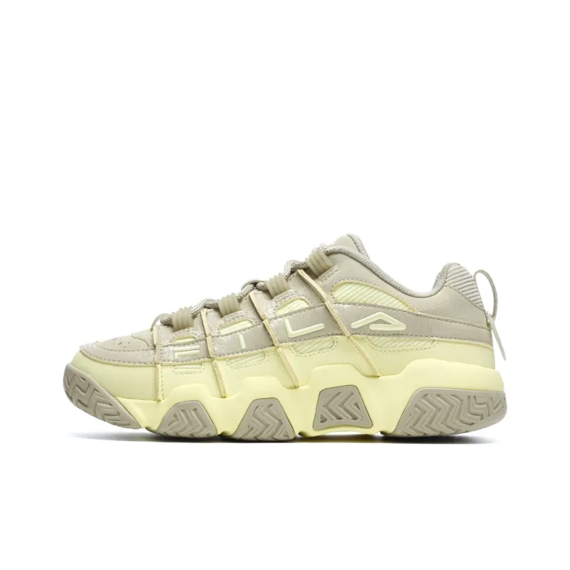 FILA FUSION BARRICADE Anti-Slip Wear-Resistant Low-Top Vintage Basketball Shoes Women's Cream Yellow-0