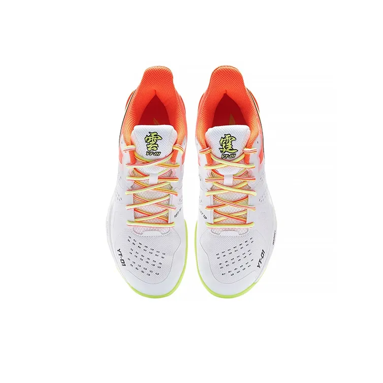 LiNing Cloud Thunder Cushioned Slip Resistant Abrasion Resistant Breathable Low Top Badminton Shoes Unisex White Red-3