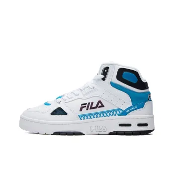 FILA Teratach 600 Cushioning Anti-Slip And Wear-Resistant Mid-Top Vintage Basketball Shoes Men's White Blue