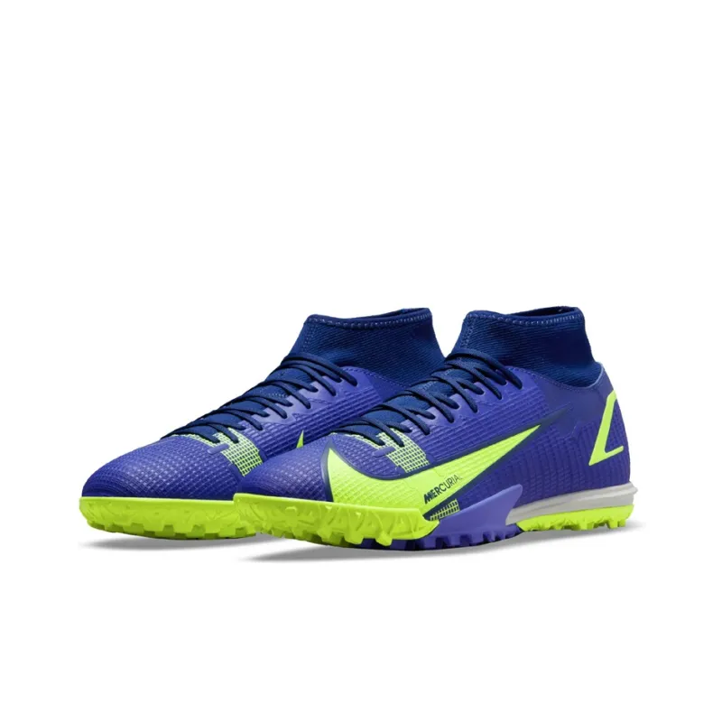 Nike Mercurial Superfly 8 Academy TF Turf High-Top Soccer Shoes Blue-2