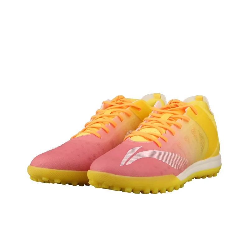 LiNing TF Rubber Broken Studs Artificial Ground Anti Slip Wear Resistant Soccer Shoes Men's Red Orange Yellow-2