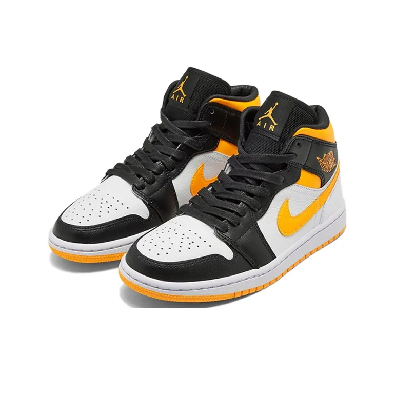 Jordan 1 Mid Laser Orange Black Women's-2