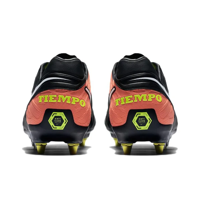 Nike Tiempo Legend 6 SG Metal Long Studs Soft Ground Anti-Slip Wear-Resistant Soccer Shoes Men's Black White Orange-4