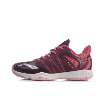 LiNing Gyrfalcon 4 Cushioning Breathable Abrasion Resistant Slip Resistant Low Top Badminton Shoes Women's Red Purple