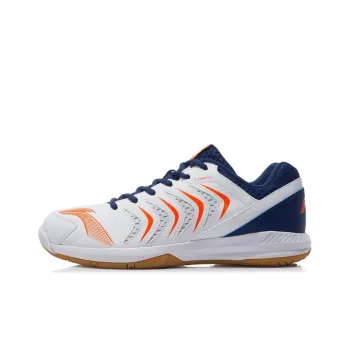 LiNing Cushioning Wear-Resistant Rebound Low-Top Badminton Shoes Men's White Blue