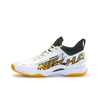 Kawasaki Nezha Series Cushioning Lightweight Low Top Badminton Shoes Unisex White Gold