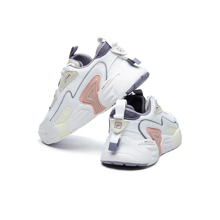 FILA Vorte Vortex Swirl Cushioned Slip-Resistant Breathable Low-Top Vintage Basketball Shoes Women's FILA White-3