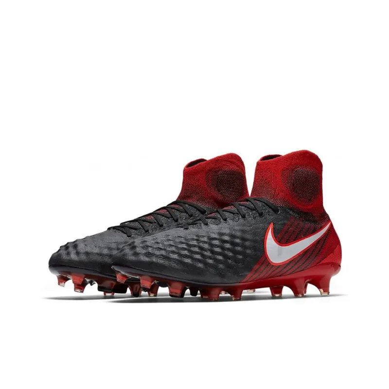 Nike Magista Obra 2 FG Rubber Long Studs Cushioning Anti-Slip And Wear-Resistant Soccer Shoes Black Red-2