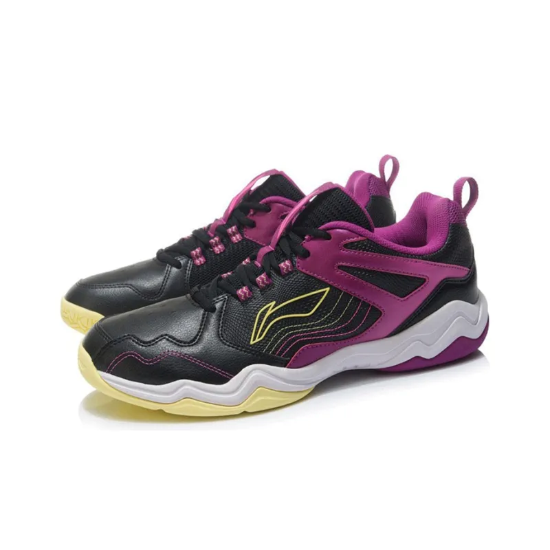 LiNing Sound Waves Cushioning, Slip Resistant, And Abrasion Resistant Low Top Badminton Shoes Men's Black Purple-2
