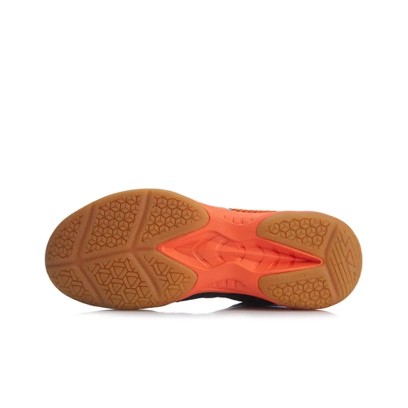 LiNing Cushioning Abrasion Resistant Breathable Low Top Badminton Shoes Unisex Black Orange-4